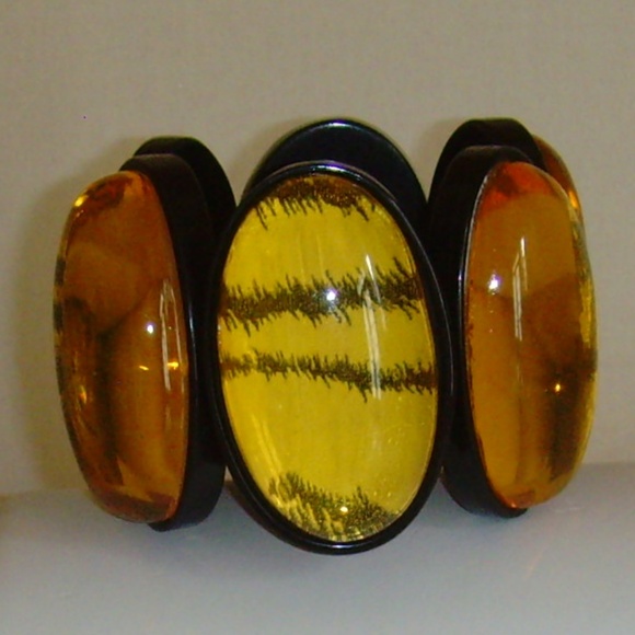 Gerda Lynggaard MONIES Amber Lucite and Animal Print Themed Statement Bracelet - Picture 6 of 16